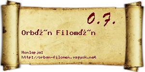 Orbán Filomén névjegykártya